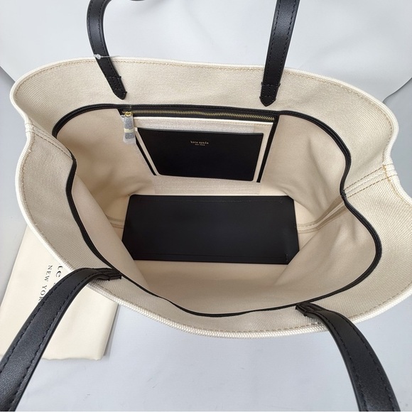 Kate Spade New York Fresh Picks Printed Medium Tote Bag Canvas Floral Logo - Picture 3 of 16